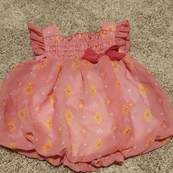 6/$35 Bon Bebe Pink and Yellow Romper - Picture 1 of 3